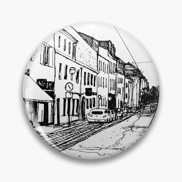Item preview, Alaunstraße Dresden Neustadt – Black and white ink urban sketch designed and sold by UMA Urban Sketch.