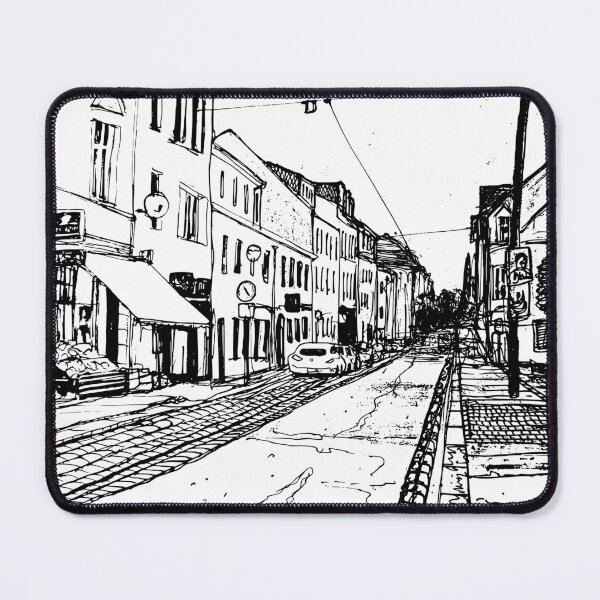 Item preview, Alaunstraße Dresden Neustadt – Black and white ink urban sketch designed and sold by UMA Urban Sketch.