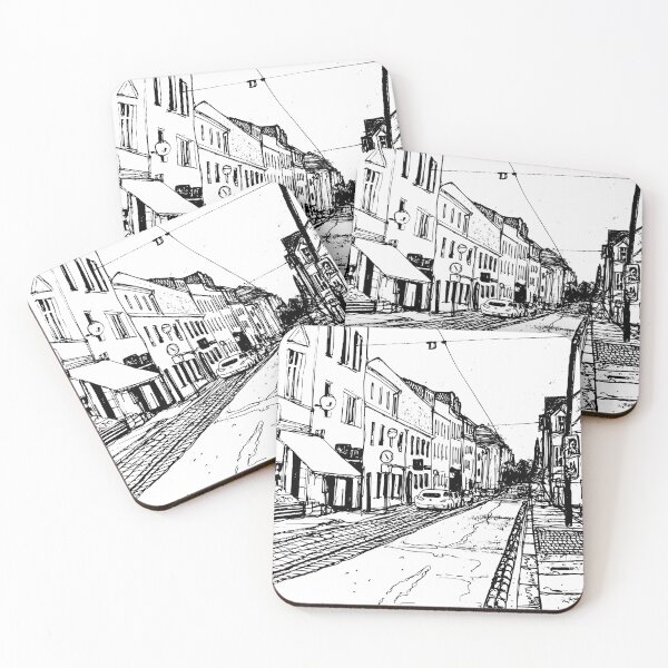 Item preview, Alaunstraße Dresden Neustadt – Black and white ink urban sketch designed and sold by UMA Urban Sketch.