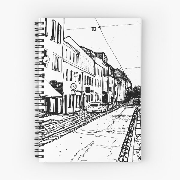 Item preview, Alaunstraße Dresden Neustadt – Black and white ink urban sketch designed and sold by UMA Urban Sketch.