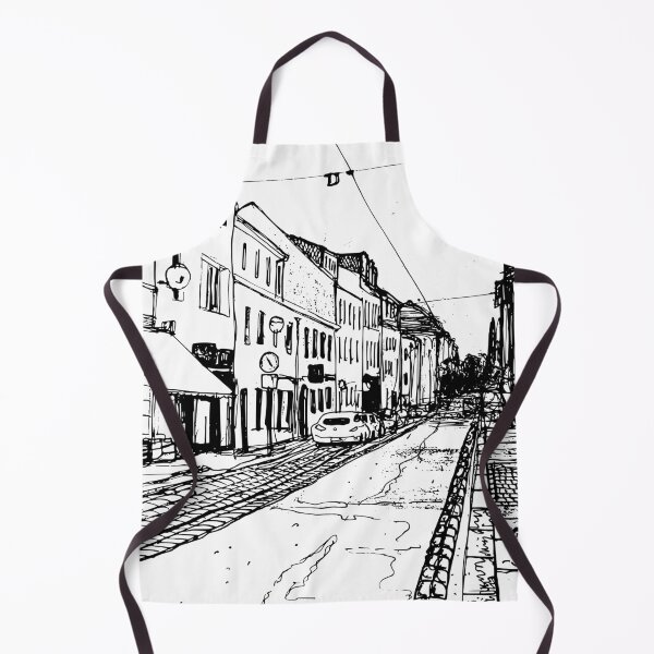 Item preview, Alaunstraße Dresden Neustadt – Black and white ink urban sketch designed and sold by UMA Urban Sketch.