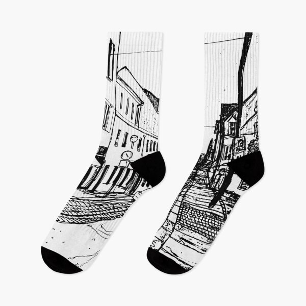 Item preview, Alaunstraße Dresden Neustadt – Black and white ink urban sketch designed and sold by UMA Urban Sketch.