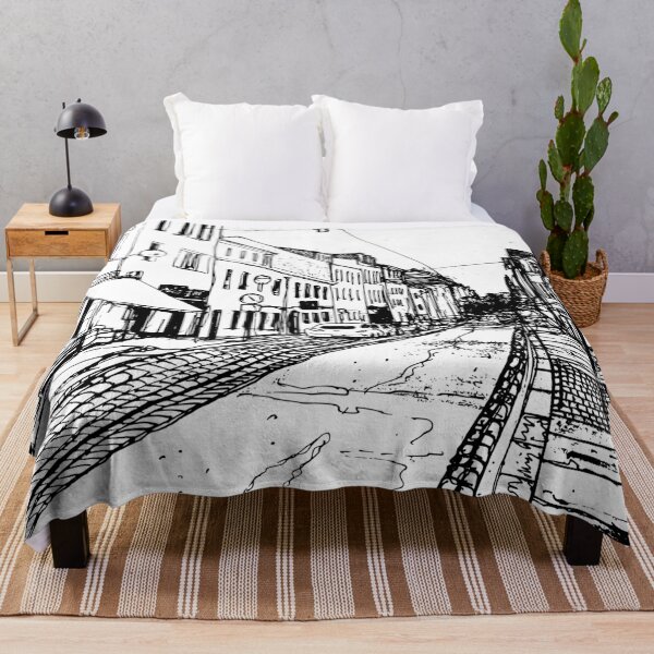 Item preview, Alaunstraße Dresden Neustadt – Black and white ink urban sketch designed and sold by UMA Urban Sketch.
