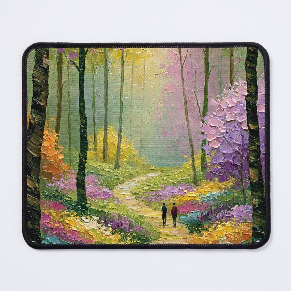 Item preview, Vibrant Impasto Spring Forest Path - Romantic Colorful Landscape designed and sold by SlowRegardArt.