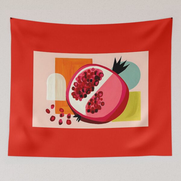Item preview, Seeds of Crimson Abundance - Sliced Pomegranate Alive with Bold Geometry and Vibrant Modern Color designed and sold by OlfactoART Studio.
