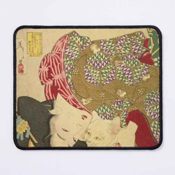Item preview, Japanese Woman with White Cat - Vintage Ukiyo-e Art designed and sold by vekotpu.