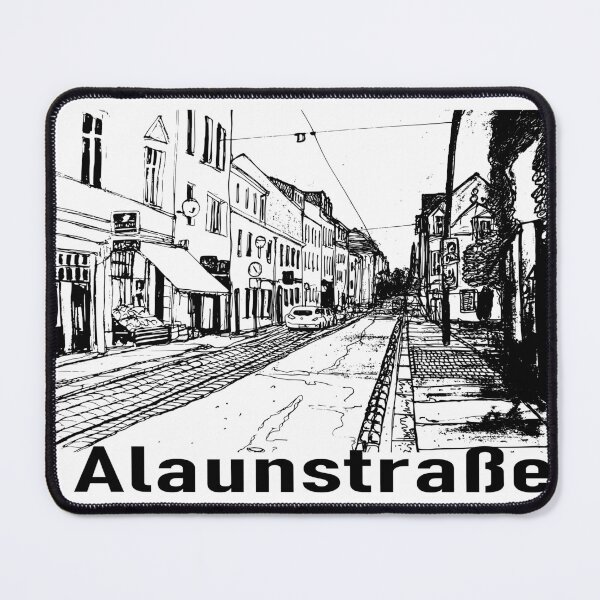 Item preview, Alaunstraße Dresden Neustadt – Black and white ink urban sketch with lettering designed and sold by UMA Urban Sketch.