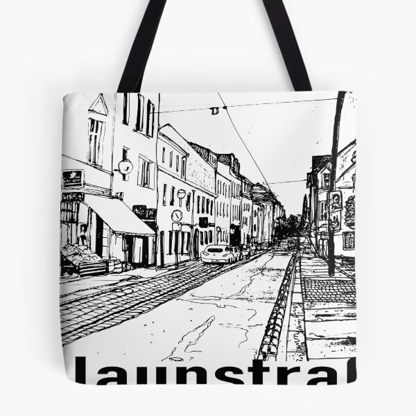 Item preview, Alaunstraße Dresden Neustadt – Black and white ink urban sketch with lettering designed and sold by UMA Urban Sketch.