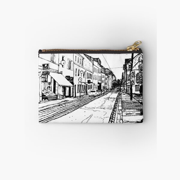 Item preview, Alaunstraße Dresden Neustadt – Black and white ink urban sketch with lettering designed and sold by UMA Urban Sketch.