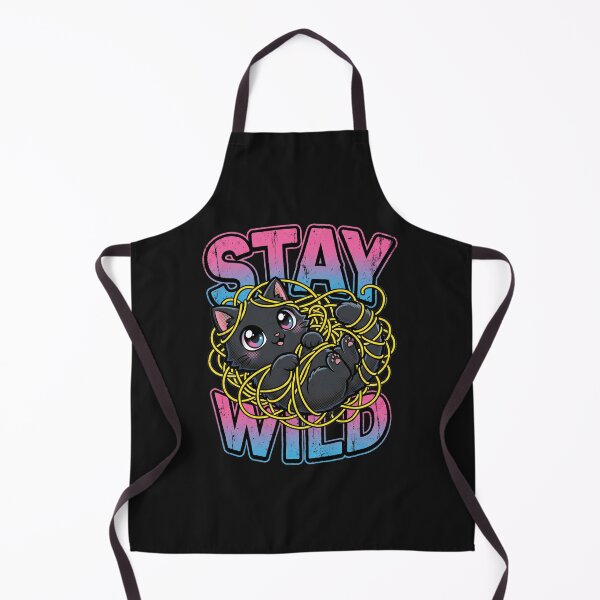 Item preview, Cute Black Cat Stay Wild Tangled Yarn Retro Pastel designed and sold by AdyKurniawan.