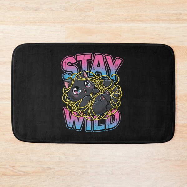 Item preview, Cute Black Cat Stay Wild Tangled Yarn Retro Pastel designed and sold by AdyKurniawan.