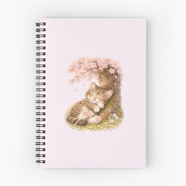 Item preview, cat sleeping under a sakura tree designed and sold by PasoaPaso2025.