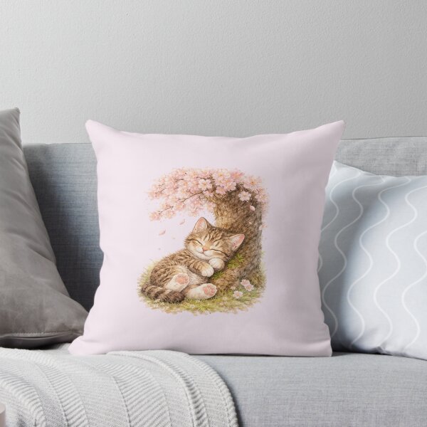 Item preview, cat sleeping under a sakura tree designed and sold by PasoaPaso2025.
