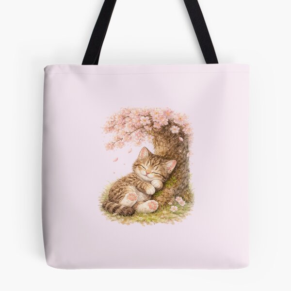 Item preview, cat sleeping under a sakura tree designed and sold by PasoaPaso2025.