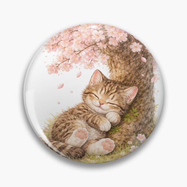 Item preview, cat sleeping under a sakura tree designed and sold by PasoaPaso2025.