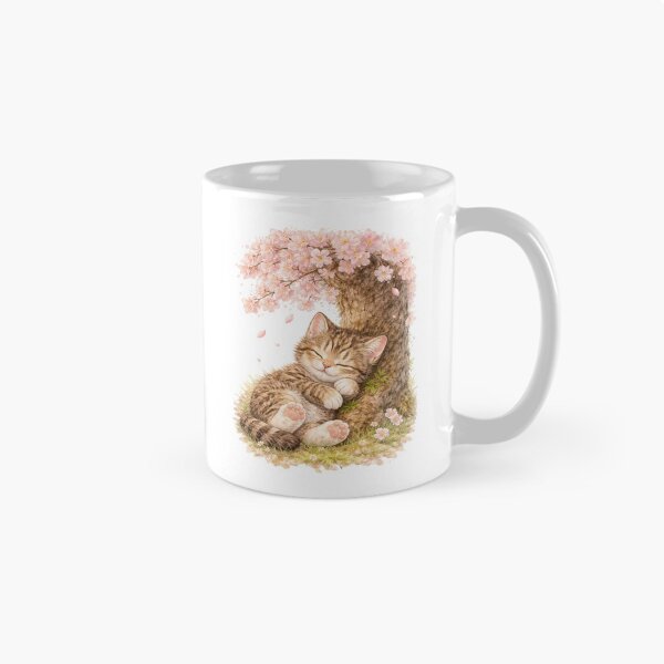 Item preview, cat sleeping under a sakura tree designed and sold by PasoaPaso2025.
