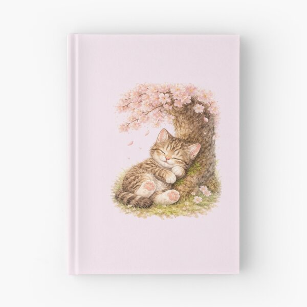 Item preview, cat sleeping under a sakura tree designed and sold by PasoaPaso2025.