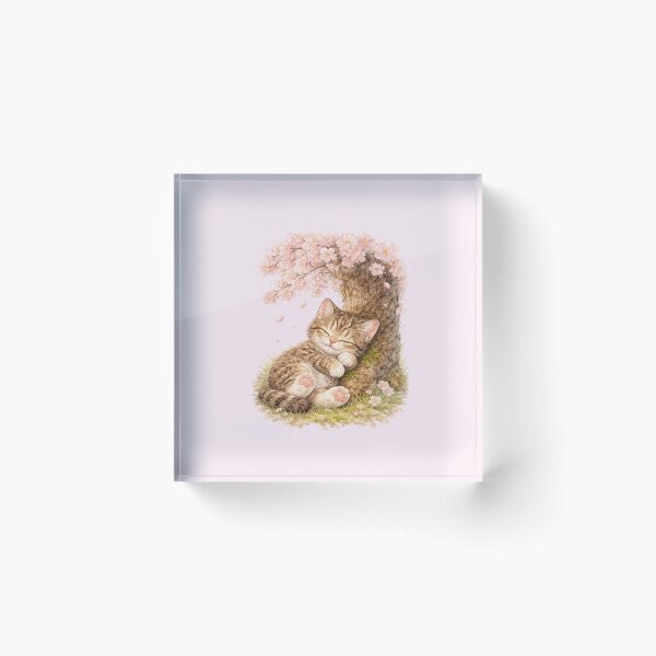 Item preview, cat sleeping under a sakura tree designed and sold by PasoaPaso2025.