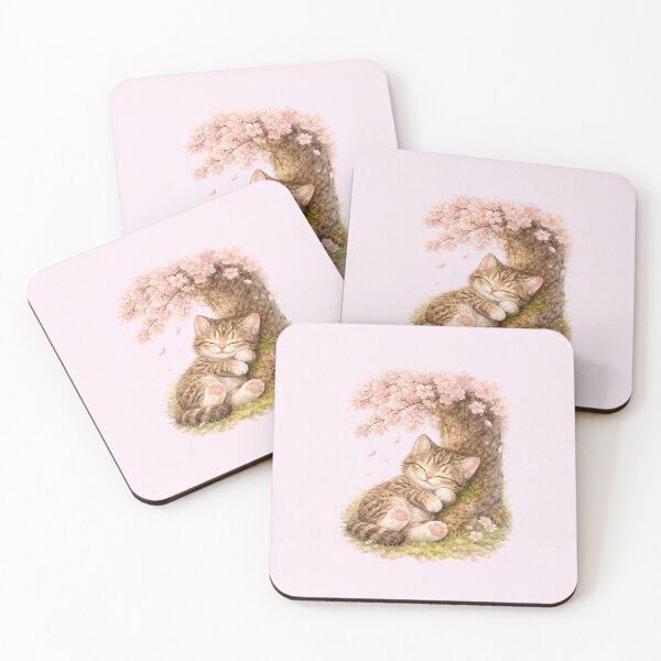 Item preview, cat sleeping under a sakura tree designed and sold by PasoaPaso2025.