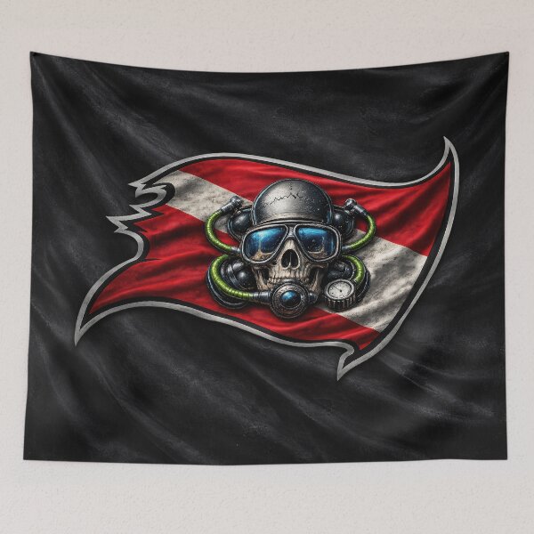 Item preview, Scuba Diver Down Flag Skull Dive Flag Underwater Diving Design designed and sold by artistwill.