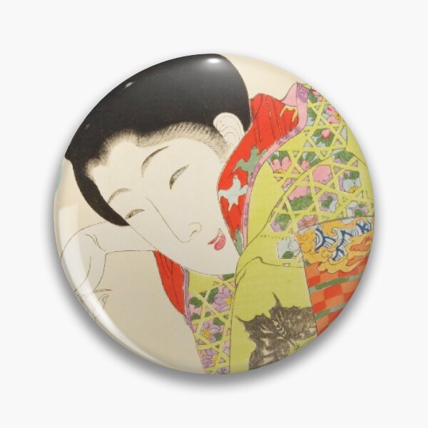 Item preview, Japanese Woman Playing with Cat - Vintage Ukiyo-e Art designed and sold by vekotpu.