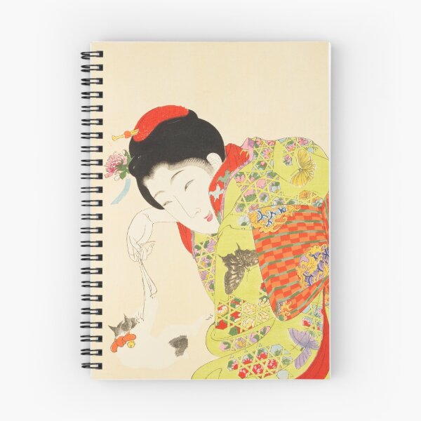 Item preview, Japanese Woman Playing with Cat - Vintage Ukiyo-e Art designed and sold by vekotpu.
