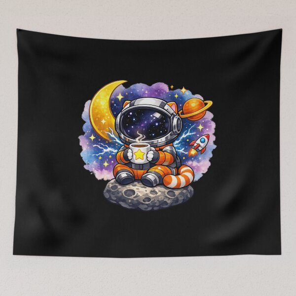 Item preview, Cosmic Coffee Break — Cute Space Cat Astronaut on Moon | Kawaii Galaxy Art designed and sold by ArtoryWorks.