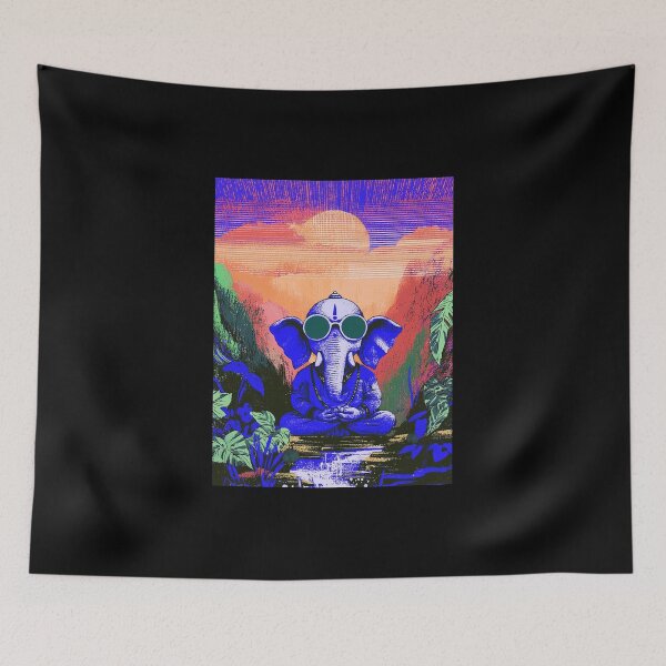 Item preview, Contemporary Blue Ganesha Stillness Within Flow Streetwear Art designed and sold by PANNARUK THAILAND.