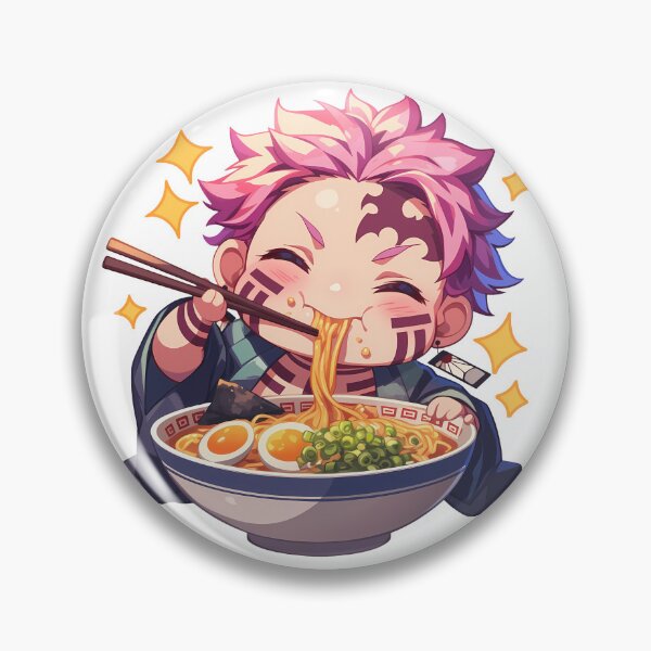 Item preview, Akaza Demon Slayer Kawaii Ramen Chibi Slurp Mode designed and sold by mildaclairmo.