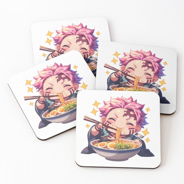 Item preview, Akaza Demon Slayer Kawaii Ramen Chibi Slurp Mode designed and sold by mildaclairmo.