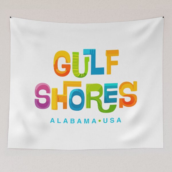 Item preview, Gulf Shores Alabama Mid-Century Typographic Design designed and sold by Futurebeachbum.