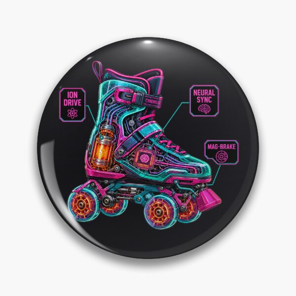 Item preview, Neon Cyberpunk Roller Skate Technical Schematic designed and sold by MarVan-Prints.