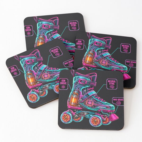 Item preview, Neon Cyberpunk Roller Skate Technical Schematic designed and sold by MarVan-Prints.