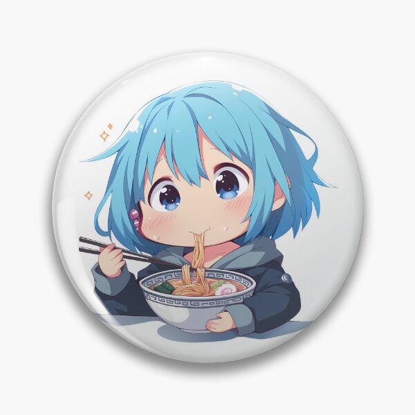 Item preview, Sayaka Miki Magia Record Kawaii Ramen Chibi Blue Slurp Mood designed and sold by mildaclairmo.