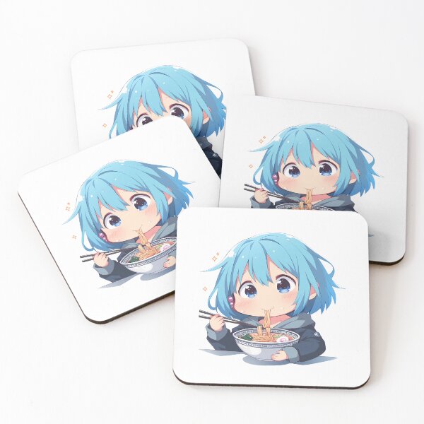 Item preview, Sayaka Miki Magia Record Kawaii Ramen Chibi Blue Slurp Mood designed and sold by mildaclairmo.