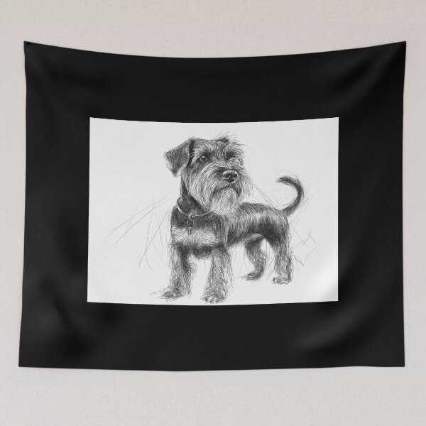 Item preview, Schnauzer doggie sketch illustration designed and sold by Roxane Bay.