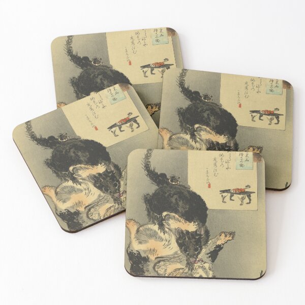 Item preview, Japanese Cat Fighting Giant Rat - Vintage Ukiyo-e Art designed and sold by vekotpu.