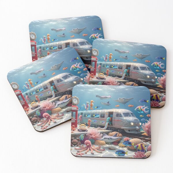 Item preview, 50ies Retro Train Station in the Coral Reefs designed and sold by LisaMise.