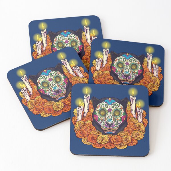 Item preview, Sugar Skull Jaguar Dia De Muertos designed and sold by Shadow-Wing456.