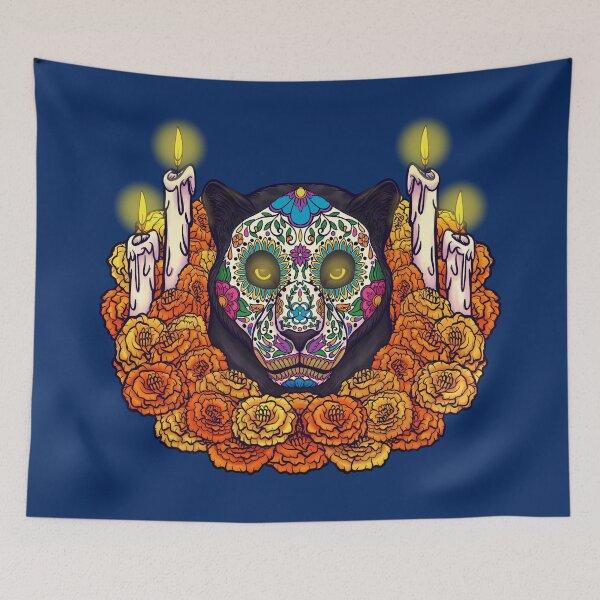 Item preview, Sugar Skull Jaguar Dia De Muertos designed and sold by Shadow-Wing456.
