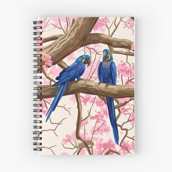 Item preview, Blue Macaws and Pink Flowers Watercolor Art | Tropical Floral Illustration designed and sold by Islabonita..