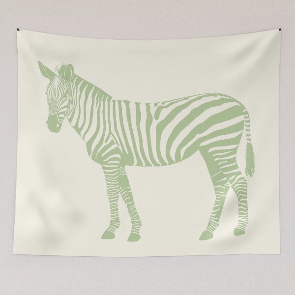 Item preview, Minimal Monochrome Zebra Line Art Scandinavian Style Animal Illustration Sage Green  designed and sold by Nasdigitalart.