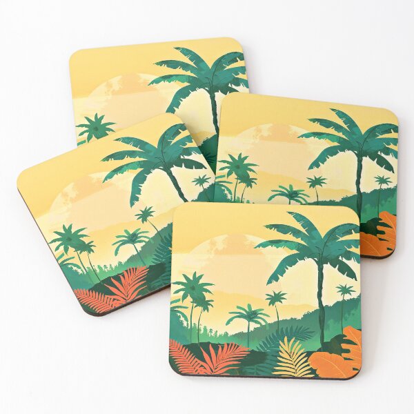 Item preview, Tropical Palm Trees Landscape At Sunrise Digital Art designed and sold by DEC02.