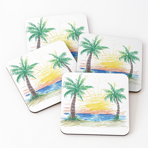 Item preview, Nostalgic Beach Sunset Crayon Drawing Graphic designed and sold by alizye.