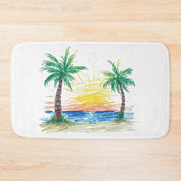 Item preview, Nostalgic Beach Sunset Crayon Drawing Graphic designed and sold by alizye.
