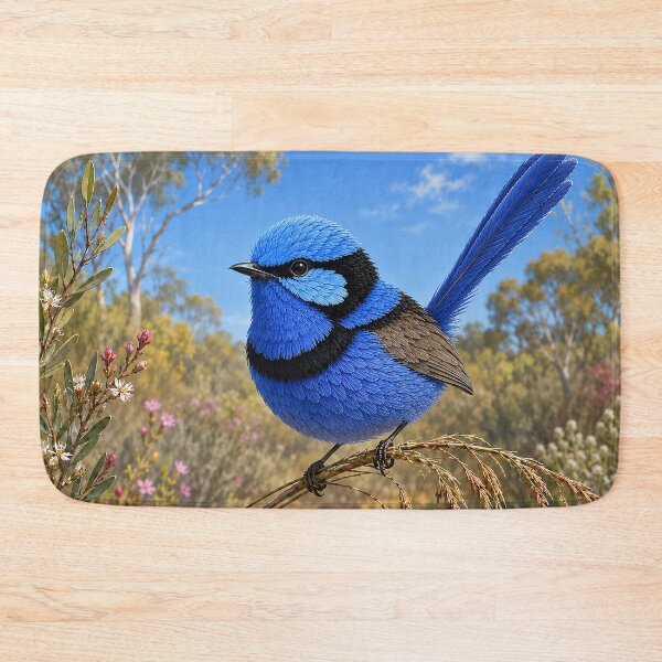 Item preview, Splendid Fairywren in Blooming Bushland designed and sold by Pixel Junkies Studio.