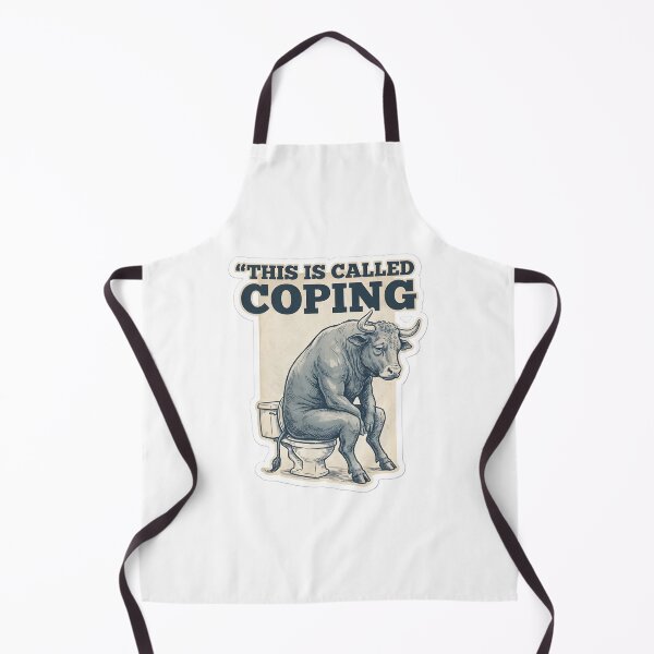 Item preview, Funny Coping Meme Bull on Toilet Sarcastic Humor Design designed and sold by Pride_Prints.