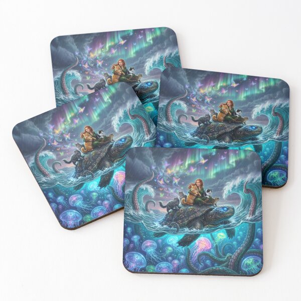 Item preview, World Turtle Ocean Voyage with Cats and the Kraken designed and sold by nordicmyths.