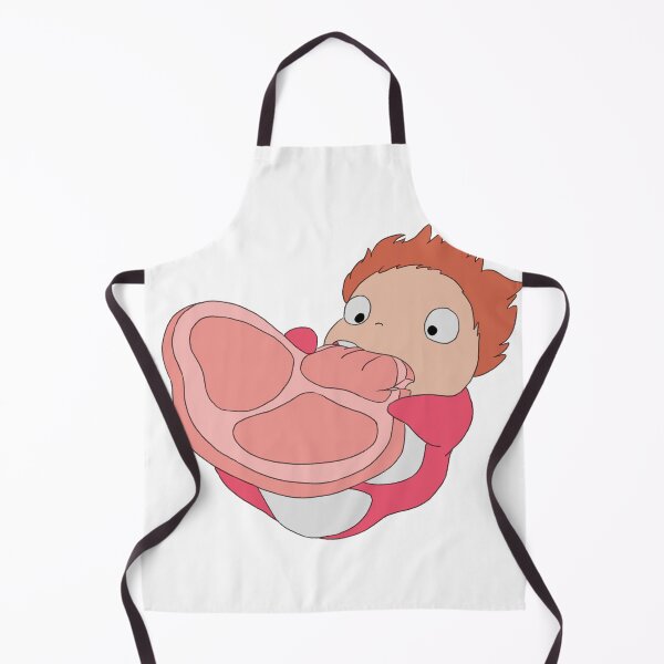 Item preview, Ponyo Fish Cute Eating Bacon Solo Illustration designed and sold by Iska-Designs.