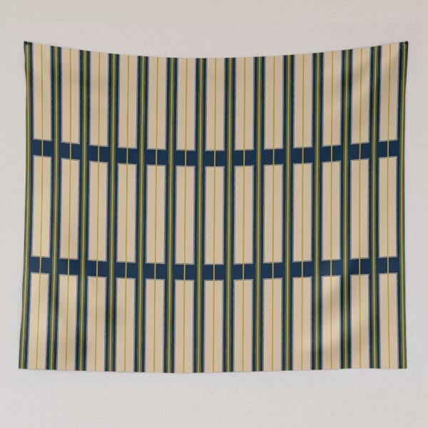 Item preview, Mid Century Modern Geometric Geo Box Pattern Navy Blue Olive Mustard Beige designed and sold by kierkegaard.